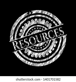 Resources chalkboard emblem on black board. Vector Illustration. Detailed.