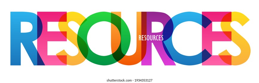 RESOURCES colorful vector typography banner isolated on white background