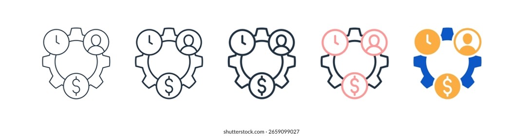 Recursos ícones de estilo diferentes definir ilustração de vetor.