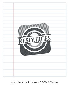 Resources emblem draw with pencil effect. Vector Illustration. Detailed.