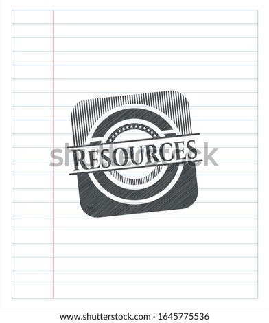 Resources emblem draw with pencil effect. Vector Illustration. Detailed.