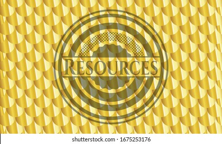 Resources gold badge. Scales pattern. Vector Illustration. Detailed.