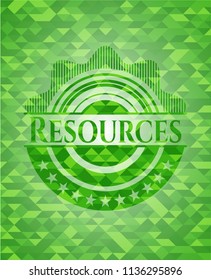 Resources green emblem with mosaic background