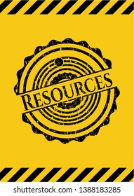 Resources grunge warning sign emblem. Vector Illustration. Detailed.