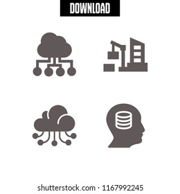 resources icon. 4 resources vector set. refinery, cloud computing and database icons for web and design about resources theme