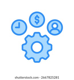 Icono de recursos Ilustración vectorial de color azul