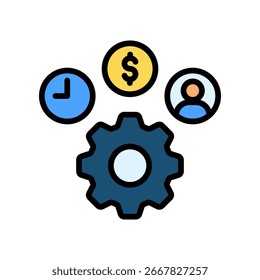 Icono de recursos Ilustración vectorial de color lineal