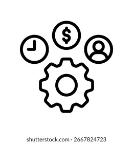 Ilustración vectorial de esquema de icono de recursos