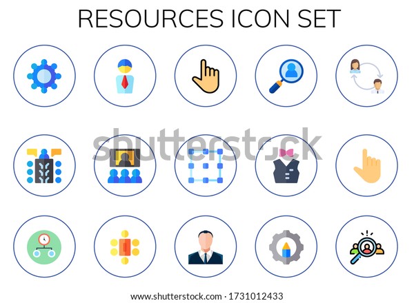 Resources Icon Set 15 Flat Resources Stock Vector (Royalty Free ...