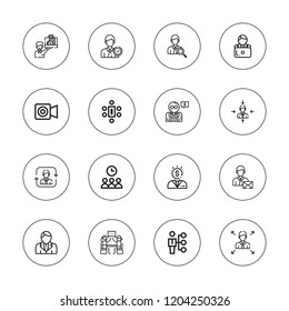 Resources Icon Set. Collection Of 16 Outline Resources Icons With Businessman, Facetime, Meeting Icons.