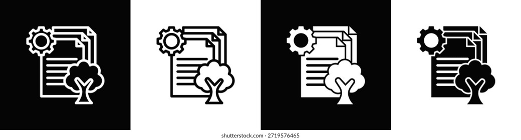 Conjunto de iconos de recursos Estilo de fondo negro blanco