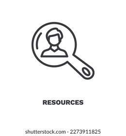 icono de recursos. Icono de recursos de línea delgada de la colección de inicio y estrategia. Vector de contorno aislado en fondo blanco. El símbolo de recursos modificables se puede usar en web y móvil