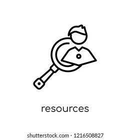 resources icon. Trendy modern flat linear vector resources icon on white background from thin line Startup collection, outline vector illustration