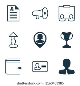 Resources icons set with administrator, speaker, project and other bullhorn elements. Isolated vector illustration resources icons.