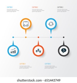 Resources Icons Set. Collection Of Business Deal, Coins Growth, Money And Other Elements. Also Includes Symbols Such As Opinion, Presentation, Coins.