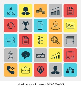 Resources Icons Set. Collection Of Call, Deal, Hierarchy And Other Elements. Also Includes Symbols Such As Application, Mobile, Call.