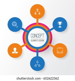 Resources Icons Set. Collection Of Find Employee, Hierarchy, Tournament And Other Elements. Also Includes Symbols Such As Cup, Employee, Organisation.