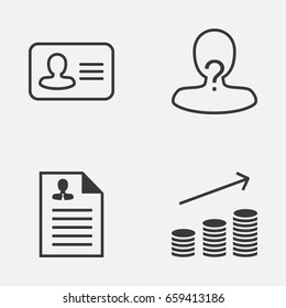 Resources Icons Set. Collection Of Personal Badge, Coins Growth, Anonymous And Other Elements. Also Includes Symbols Such As Increase, Identity, Personal.