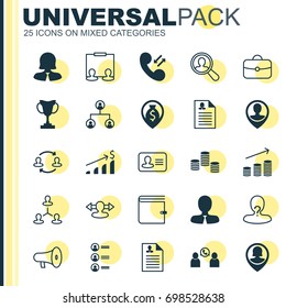 Resources Icons Set. Collection Of Reverse, Find Employee, Businesswoman And Other Elements. Also Includes Symbols Such As User, Megaphone, Team.