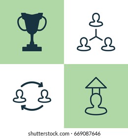 Resources Icons Set. Collection Of Team Structure, Hierarchy, Tournament And Other Elements. Also Includes Symbols Such As Team, Hierarchy, Partnership.