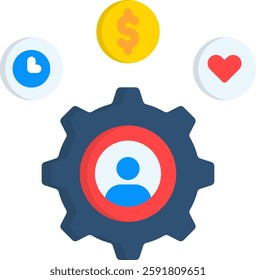 Resources Management Icon Flat Vector Illustration