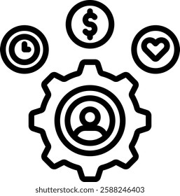 Resources Management Icon Outline Vector Illustration