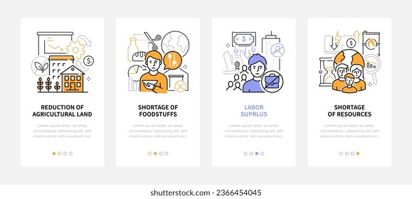 Resources and personnel - line design style banners set