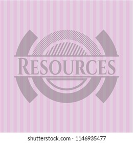 Resources pink emblem. Retro