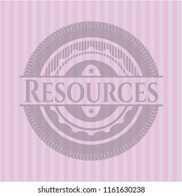 Resources pink emblem. Vintage.