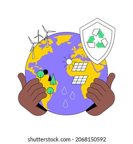 Resources protection abstract concept vector illustration. Protection of natural resources, land conservation, safeguarding nature, smart water use, environment preservation abstract metaphor.