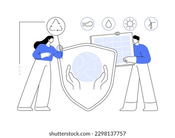 Resources protection abstract concept vector illustration. Protection of natural resources, land conservation, safeguarding nature, smart water use, environment preservation abstract metaphor.