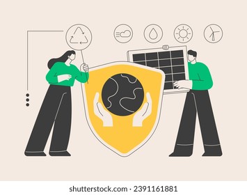 Resources protection abstract concept vector illustration. Protection of natural resources, land conservation, safeguarding nature, smart water use, environment preservation abstract metaphor.