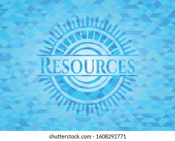 Resources realistic sky blue mosaic emblem