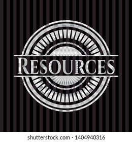 Resources silver badge. Vector Illustration. Mosaic.