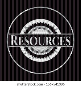 Resources silver shiny badge. Vector Illustration. Mosaic.