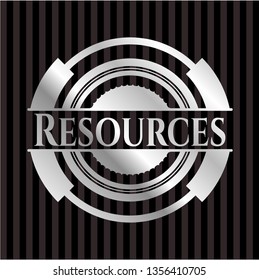 Resources silvery badge or emblem