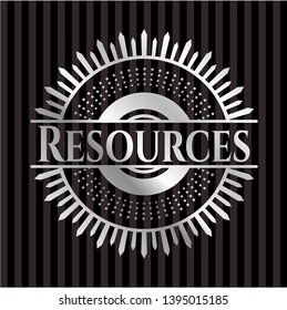 Resources silvery emblem or badge. Vector Illustration. Mosaic.