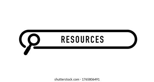 Resources written in search bar on white background. Stock vector