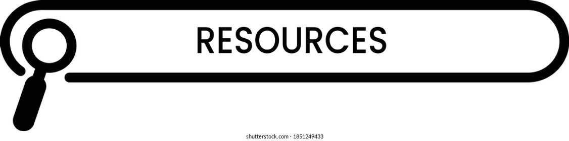 Resources written in search bar on white background. Stock vector