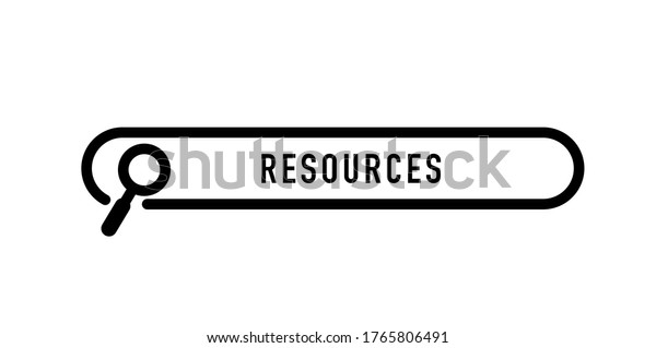 Resources written in search bar on white\
background. Stock\
vector
