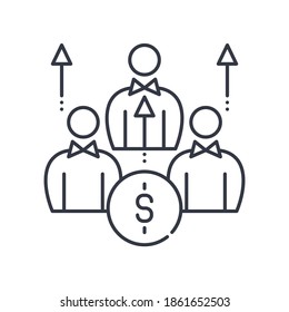 Resourse allocation icon, linear isolated illustration, thin line vector, web design sign, outline concept symbol with editable stroke on white background.