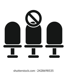 Respect airport seat distance icon simple vector. Avoid contact. Person care health