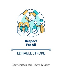 Respect for all concept icon. Understanding diversity. Global citizenship. GCED goal abstract idea thin line illustration. Isolated outline drawing. Editable stroke. Arial, Myriad Pro-Bold fonts used