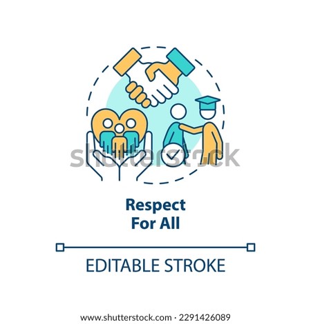 Respect for all concept icon. Understanding diversity. Global citizenship. GCED goal abstract idea thin line illustration. Isolated outline drawing. Editable stroke. Arial, Myriad Pro-Bold fonts used