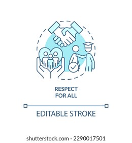 Respeto por todo icono del concepto turquesa. Entender la diversidad. Ilustración de línea delgada de idea abstracta de objetivo GCED. Dibujo de contorno aislado. Trazo editable. Fuentes Arial, Myriad Pro-Bold utilizadas