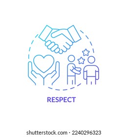 Respect blue gradient concept icon. Business ethics component abstract idea thin line illustration. Ethical communication. Moral value. Isolated outline drawing. Myriad Pro-Bold font used