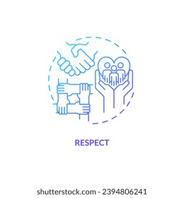 Respect blue gradient concept icon. Human dignity. Cultural sensitivity. Work together. People relationship. Diversity and inclusion abstract idea thin line illustration. Isolated outline drawing