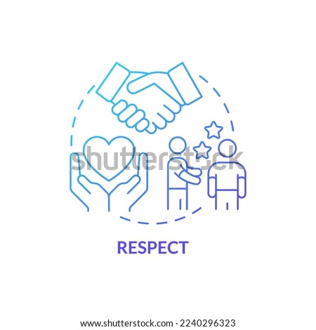 Respect blue gradient concept icon. Business ethics component abstract idea thin line illustration. Ethical communication. Moral value. Isolated outline drawing. Myriad Pro-Bold font used