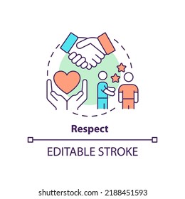 Respect concept icon. Business ethics component abstract idea thin line illustration. Ethical communication. Moral value. Isolated outline drawing. Editable stroke. Arial, Myriad Pro-Bold fonts used