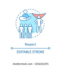 Respect concept icon. Empathy, friendship. Leader qualities. Leadership skills. Partnership idea thin line illustration. Vector isolated outline drawing. Editable stroke